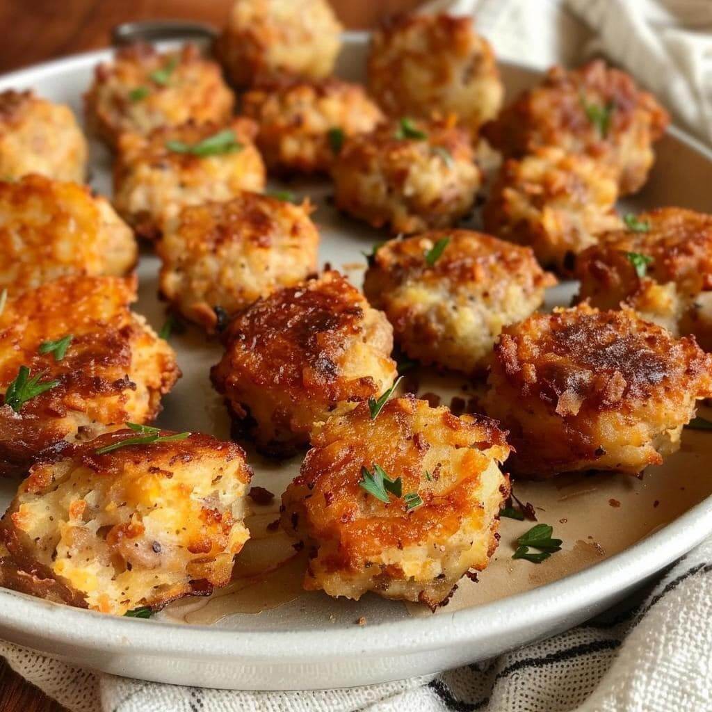 Sausage Bites with Crispy Hashbrown Crust