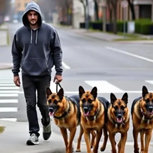 At first, it looked like he was just walking his dogs. But after 5 seconds, when people looked closer, they FROZE in horror at what they saw