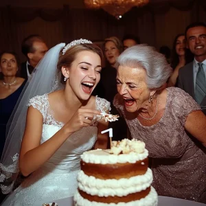 The groom was taken aback: the bride was furiously shoving her mother-in-law’s face into the cake, and the guests were joyfully cheering her on.