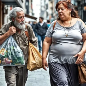 Because of a piece of bread, he agreed to help the cook from a wealthy house carry some heavy bags.