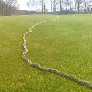 I saw something strange in the grass and thought it was just a rope – but when I looked closer, I screamed in horror!