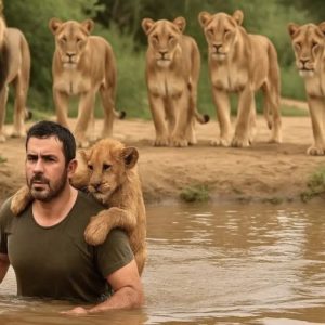 After saving a lion cub, a man is surrounded by the pride — and what they do is shocking!