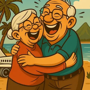 An elderly couple was flying to Hawaii