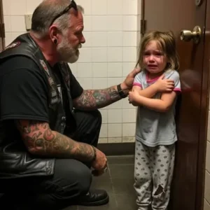 Old Biker Found Little Girl Hiding In The Restaurant’s Bathroom At Midnight