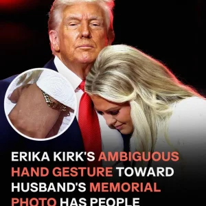 Erika Kirk Delights Crowd with Hand Gesture Toward Charlie Kirk’s Photo After Hug from Trump