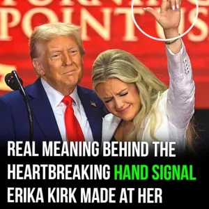 True meaning behind Erika Kirk’s heartbreaking hand signal to husband during memorial service