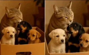Cat Brings Puppies Home, Then Police