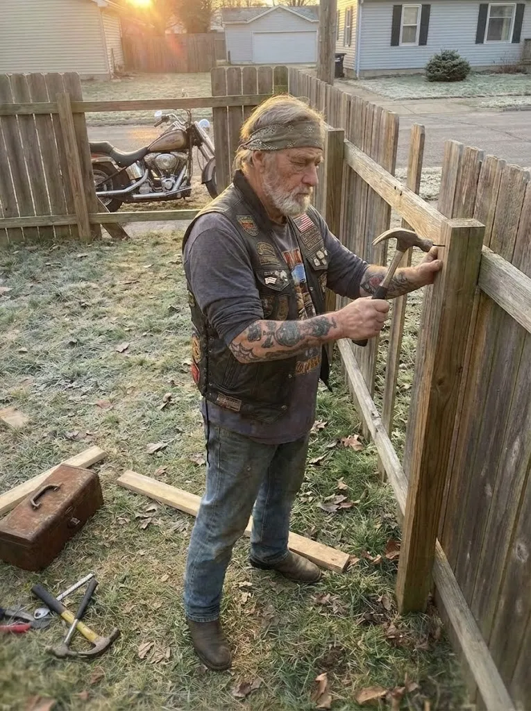 The Silent Biker Who Mended More Than Just A Wooden Fence