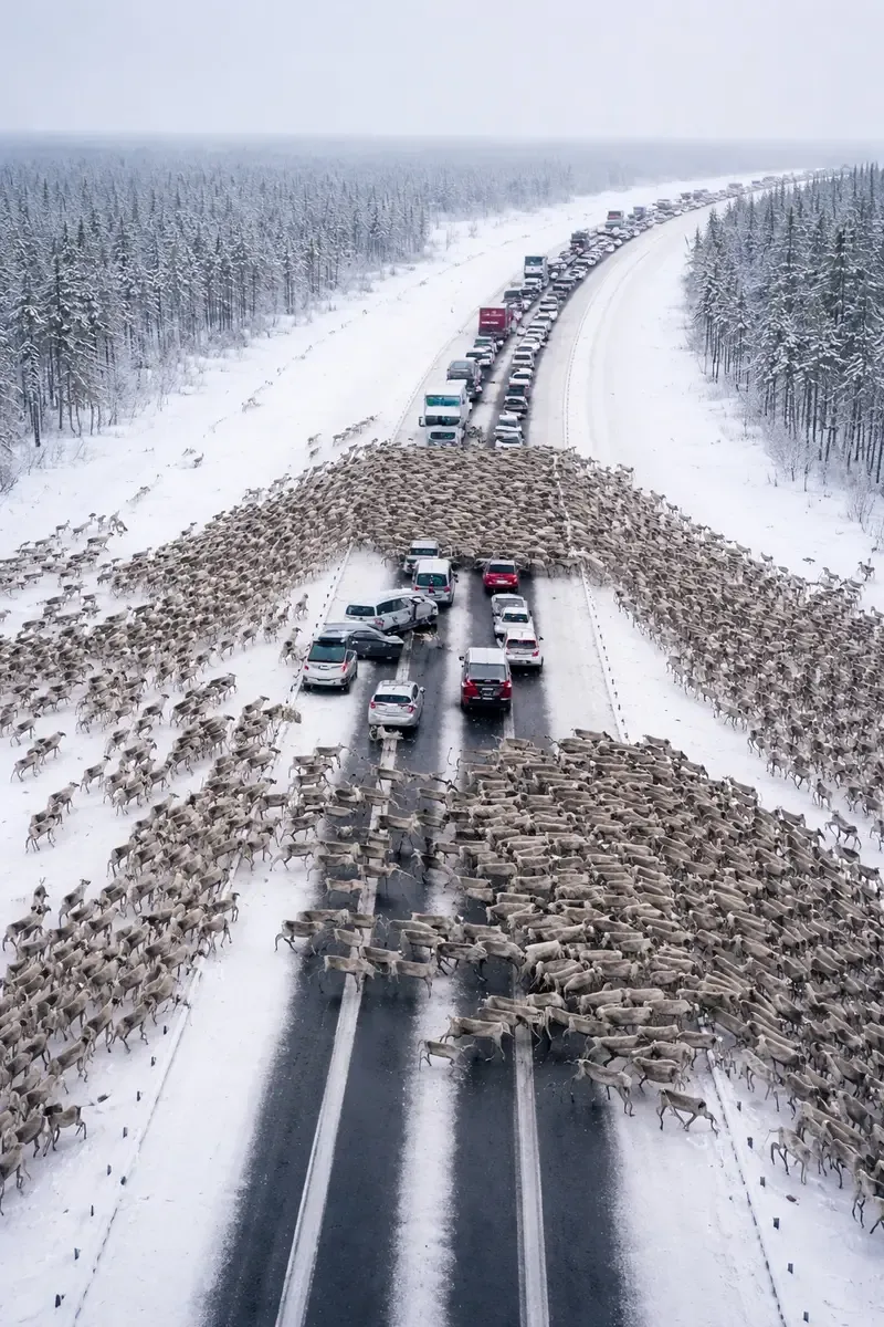 The Christmas Traffic Jam That Saved A Thousand Lives: How A Reindeer “Miracle” Was Actually Nature’s Final Warning