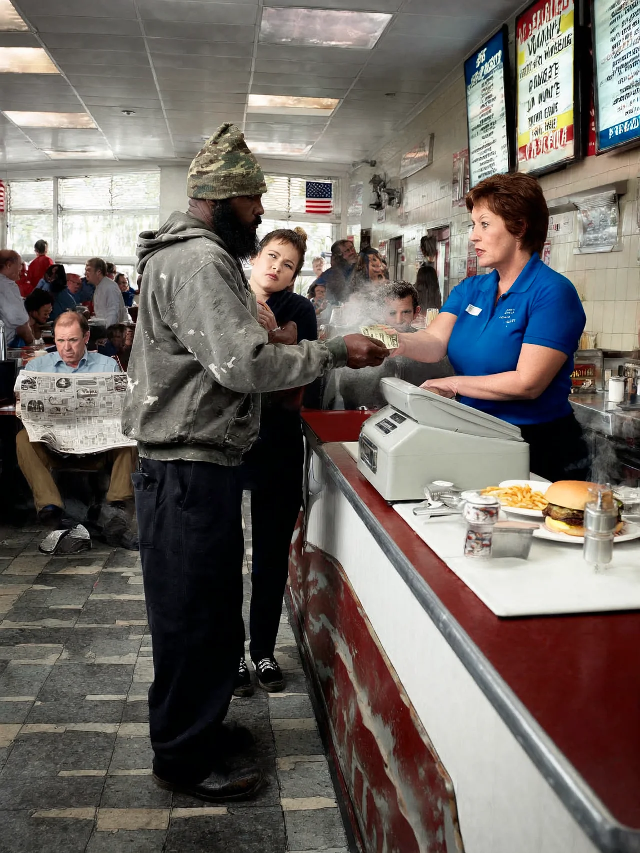 Successful Businessman Finds Secret Hero Working Hard At His Local Diner