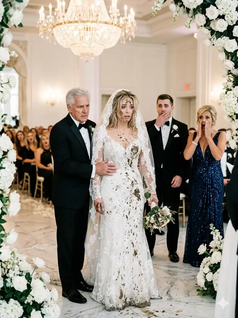 Bride Wears Destroyed Wedding Gown To Expose Groom And His Mother