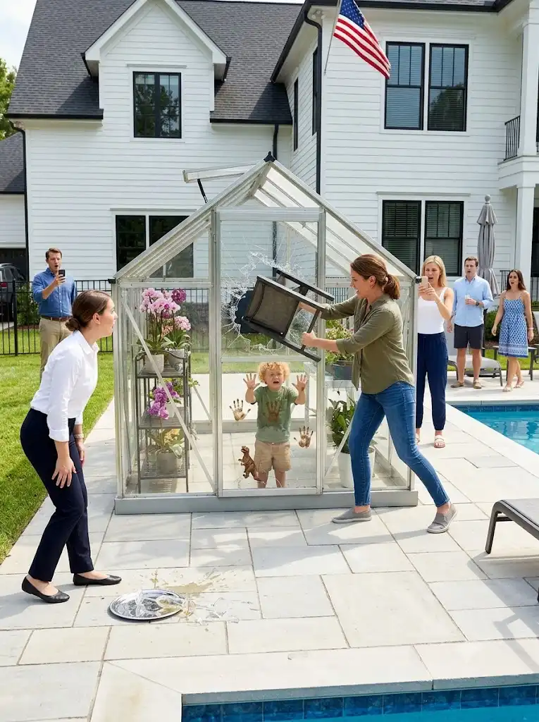 Mother Destroys Luxury Greenhouse To Rescue Her Toddler From Family Party